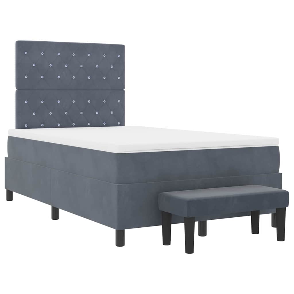 Letto a molle con materasso Grigio scuro 120 x 200 cm Velluto - homemem39