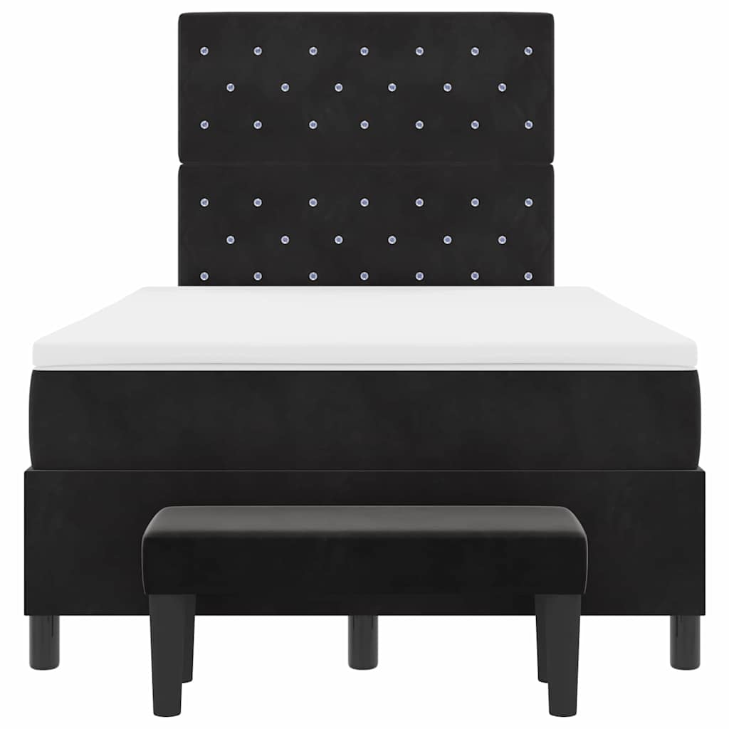 Letto a molle con materasso Nero 120 x 200 cm Velluto