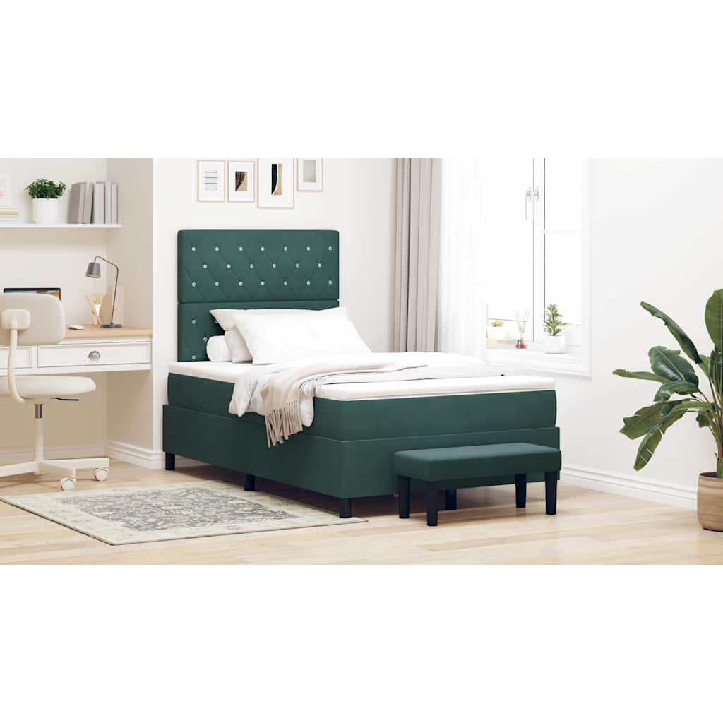 Letto a molle con materasso Verde Scuro 120 x 200 cm Velluto - homemem39