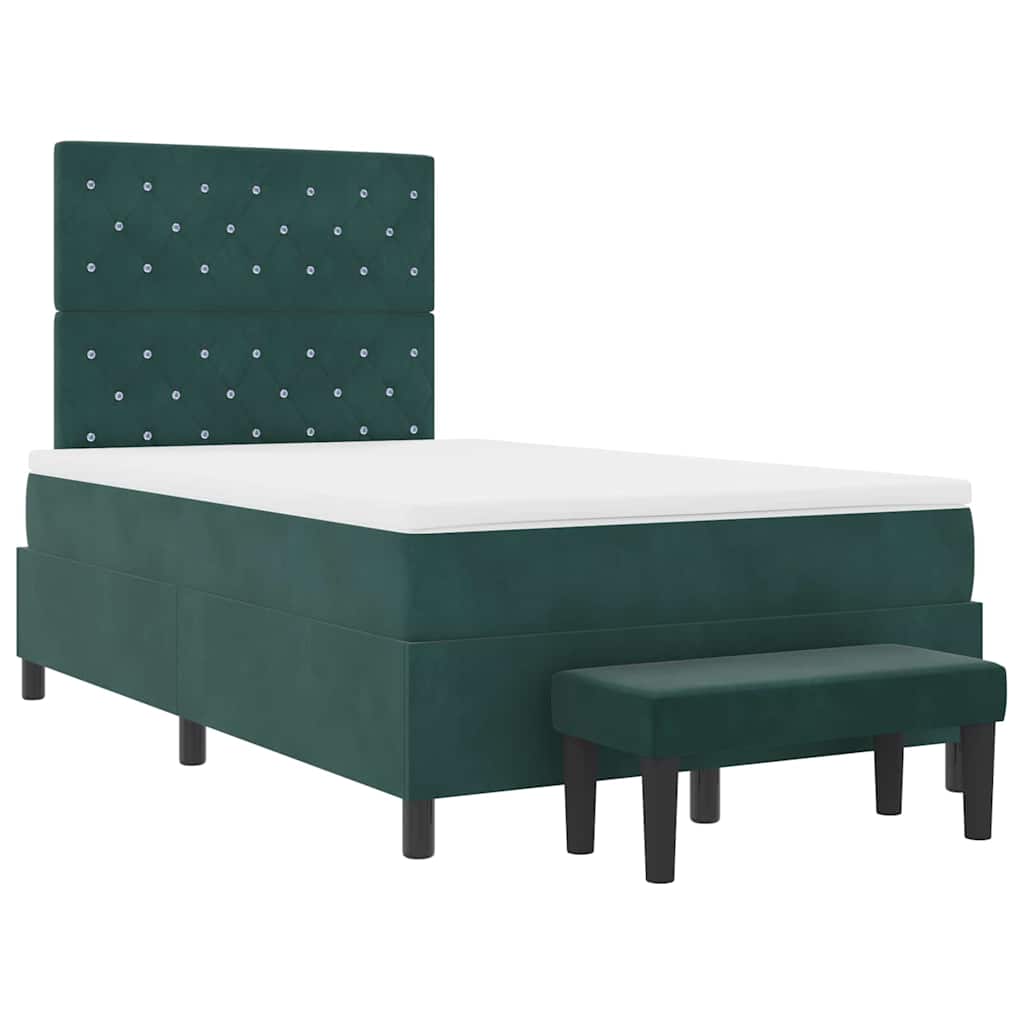 Letto a molle con materasso Verde Scuro 120 x 200 cm Velluto - homemem39