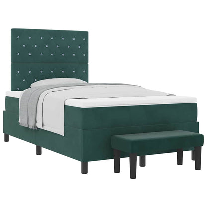 Letto a molle con materasso Verde Scuro 120 x 200 cm Velluto - homemem39