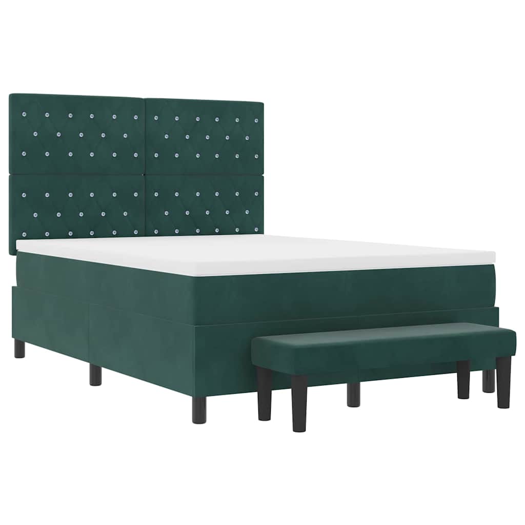 Letto a molle con materasso Verde Scuro 140 x 190 cm Velluto - homemem39