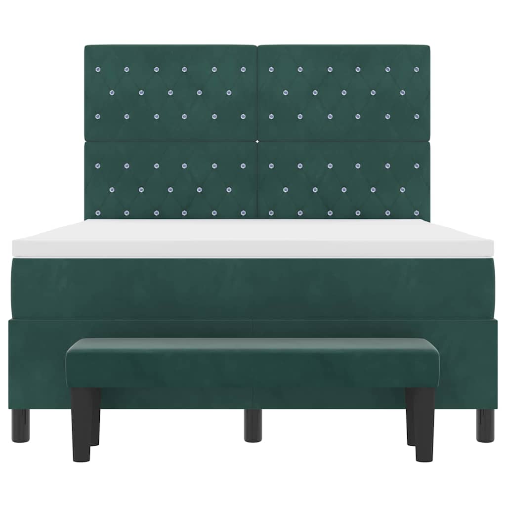 Letto a molle con materasso Verde Scuro 140 x 190 cm Velluto - homemem39