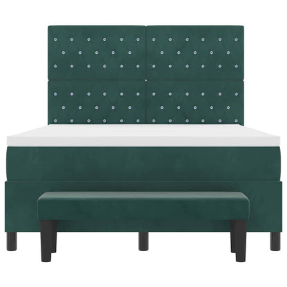 Letto a molle con materasso Verde Scuro 140 x 190 cm Velluto - homemem39