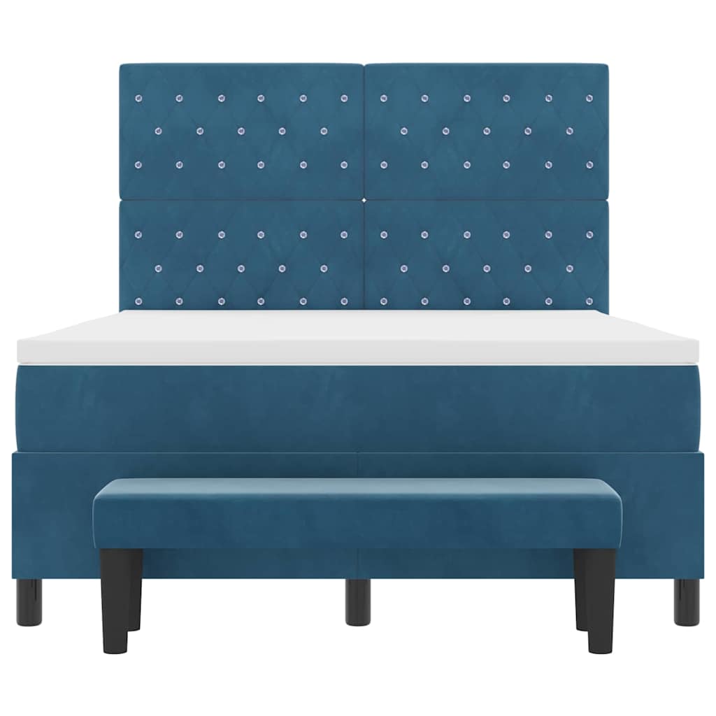 Letto a molle con testiera Blu scuro 190 x 140 cm Velluto | homemem39