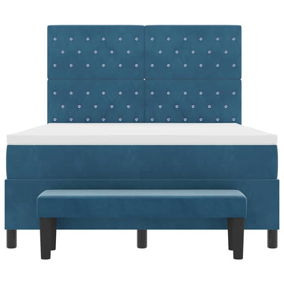 Letto a molle con testiera Blu scuro 190 x 140 cm Velluto | homemem39