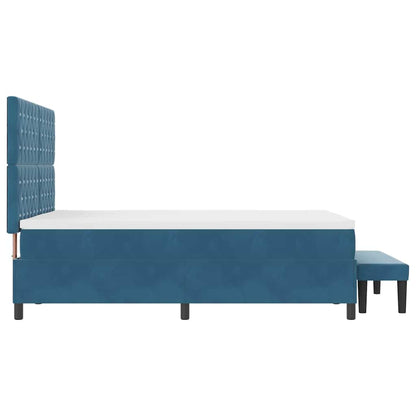 Letto a molle con testiera Blu scuro 190 x 140 cm Velluto | homemem39