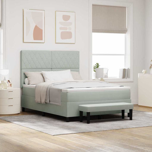 Letto a molle con materasso Grigio chiaro 140 x 200 cm Velluto - homemem39