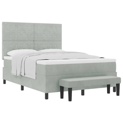 Letto a molle con materasso Grigio chiaro 140 x 200 cm Velluto - homemem39