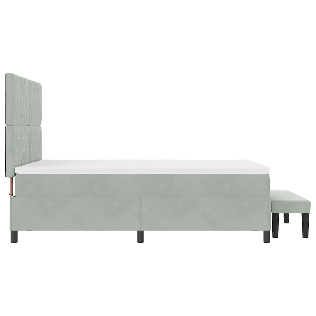 Letto a molle con materasso Grigio chiaro 140 x 200 cm Velluto - homemem39