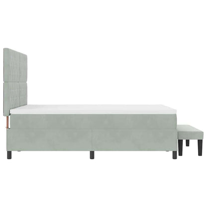 Letto a molle con materasso Grigio chiaro 140 x 200 cm Velluto - homemem39