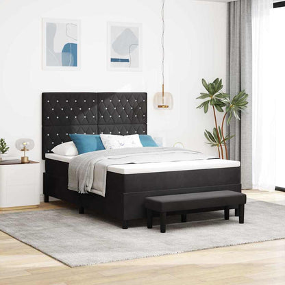 Letto a molle con materasso Nero 140 x 200 cm Velluto - homemem39