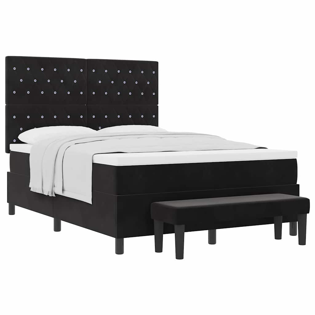 Letto a molle con materasso Nero 140 x 200 cm Velluto - homemem39