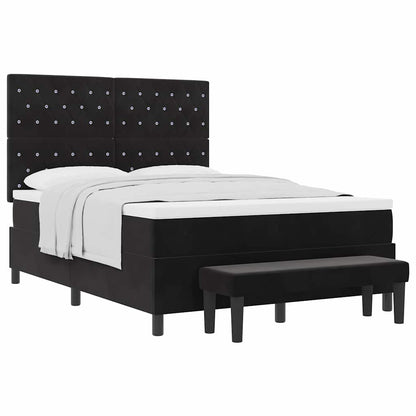 Letto a molle con materasso Nero 140 x 200 cm Velluto - homemem39
