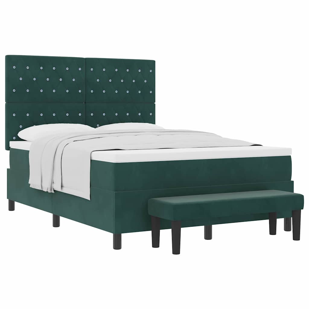 Letto a molle con materasso Verde scuro 140 x 200 cm Velluto - homemem39