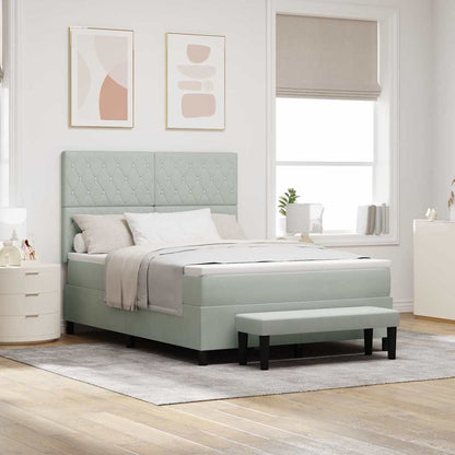 Letto a molle con materasso Grigio chiaro 160 x 200 cm Velluto