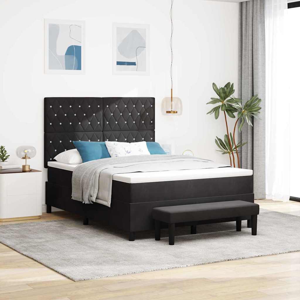 Letto a molle con materasso Nero 160 x 200 cm Velluto - homemem39