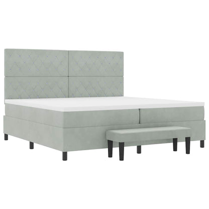 Letto a molle con materasso Grigio chiaro 200 x 200 cm Velluto - homemem39