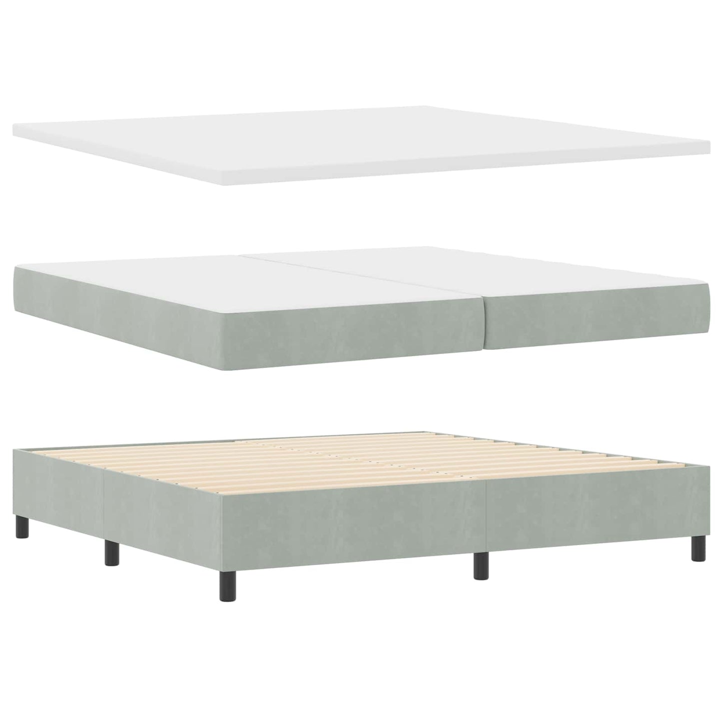 Letto a molle con materasso Grigio chiaro 200 x 200 cm Velluto | homemem39