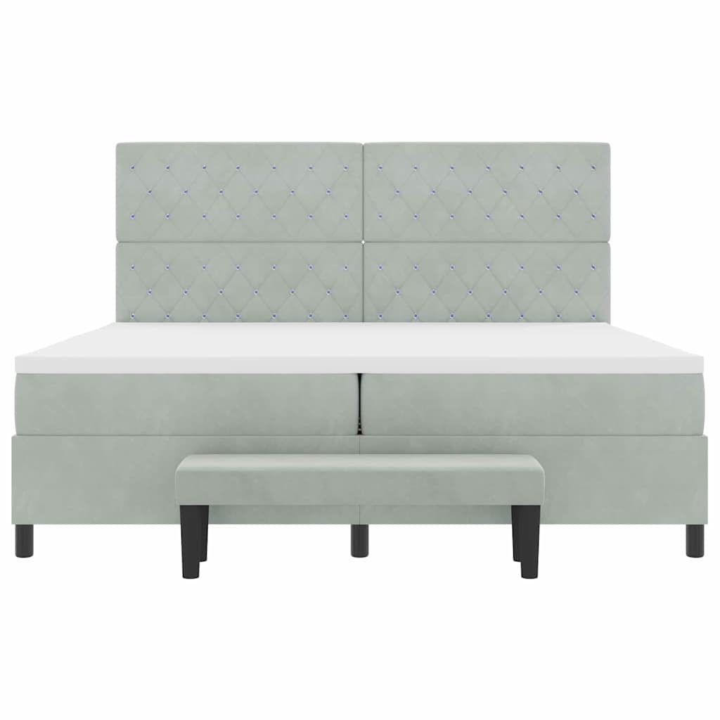 Letto a molle con materasso Grigio chiaro 200 x 200 cm Velluto - homemem39