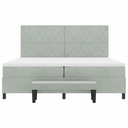 Letto a molle con materasso Grigio chiaro 200 x 200 cm Velluto - homemem39