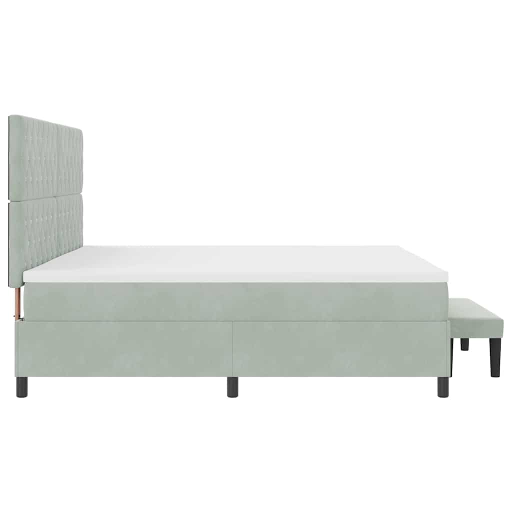 Letto a molle con materasso Grigio chiaro 200 x 200 cm Velluto - homemem39