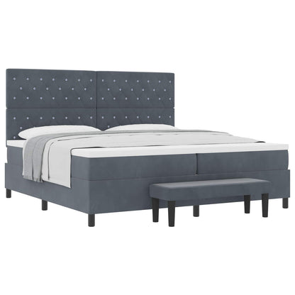 Letto a molle con materasso Grigio scuro 200 x 200 cm Velluto