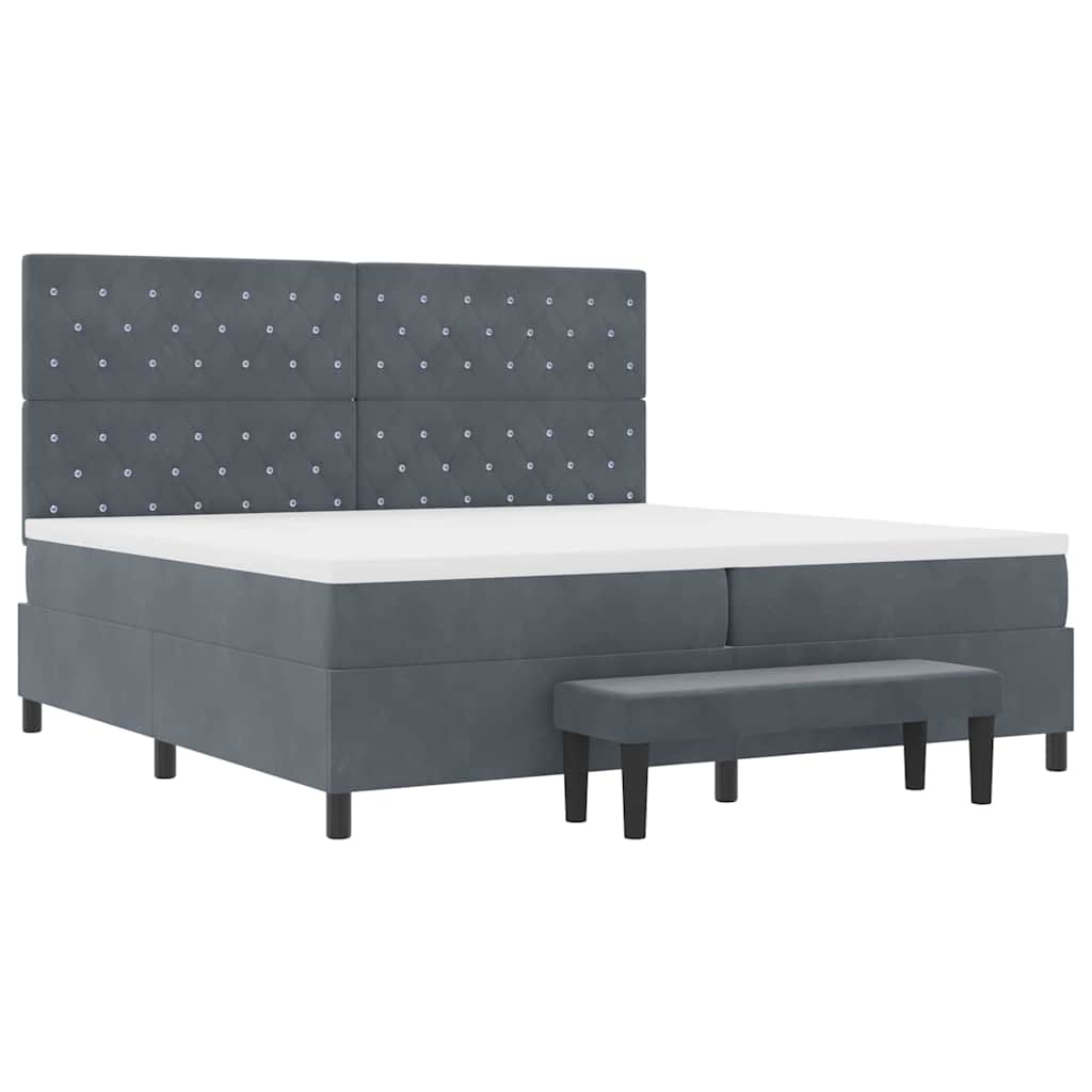 Letto a molle con materasso Grigio scuro 200 x 200 cm Velluto - homemem39