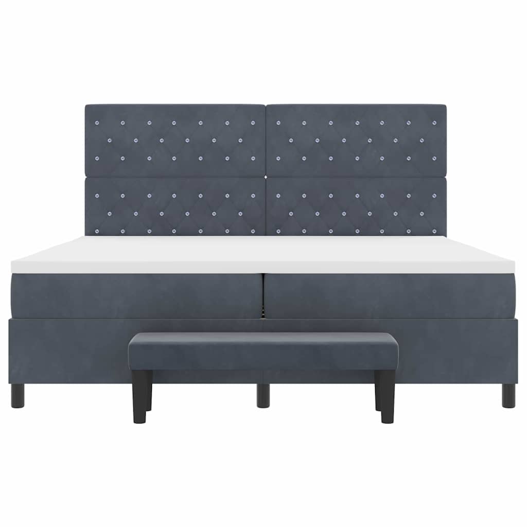 Letto a molle con materasso Grigio scuro 200 x 200 cm Velluto - homemem39