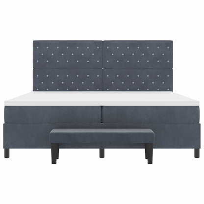 Letto a molle con materasso Grigio scuro 200 x 200 cm Velluto