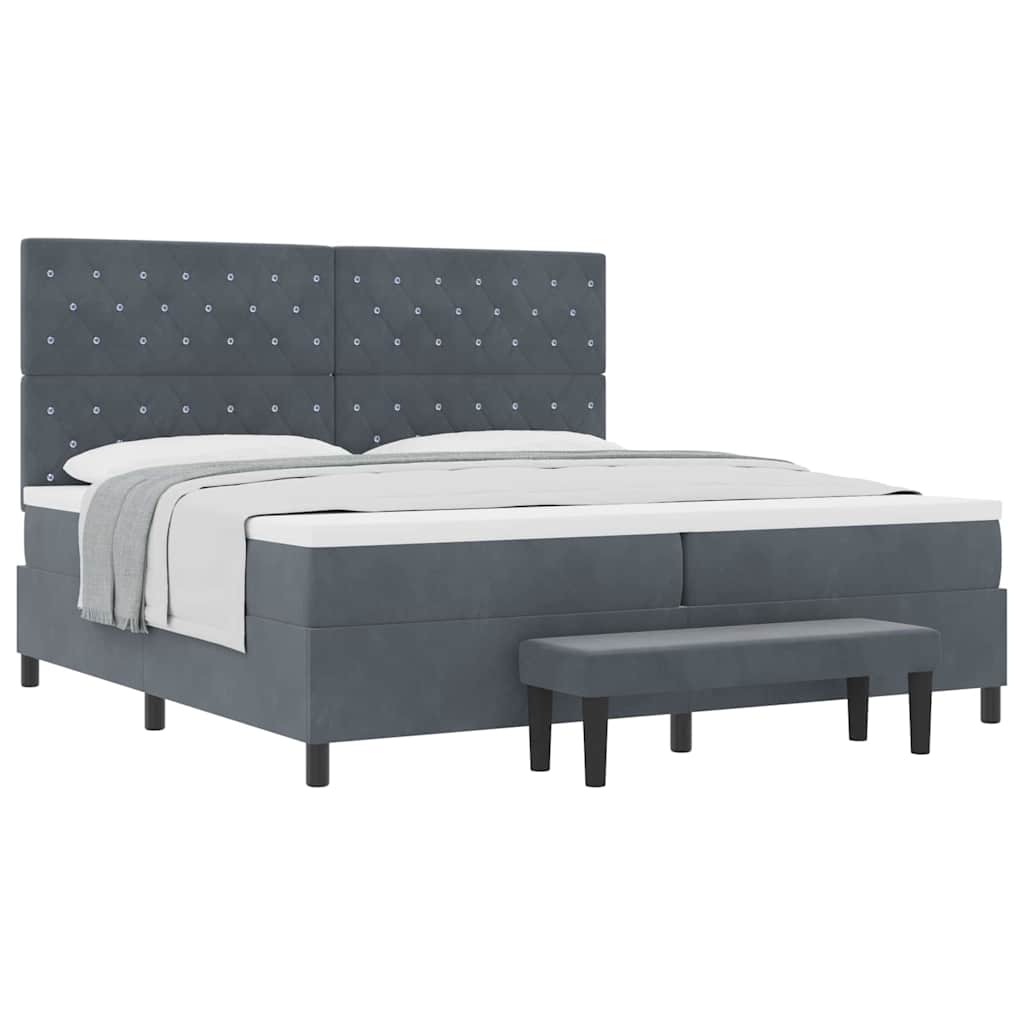 Letto a molle con materasso Grigio scuro 200 x 200 cm Velluto - homemem39