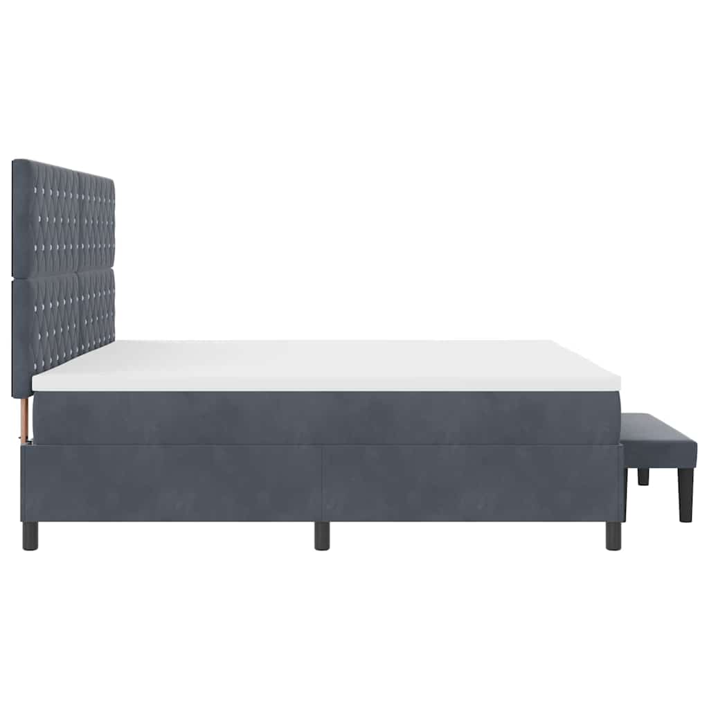 Letto a molle con materasso Grigio scuro 200 x 200 cm Velluto - homemem39