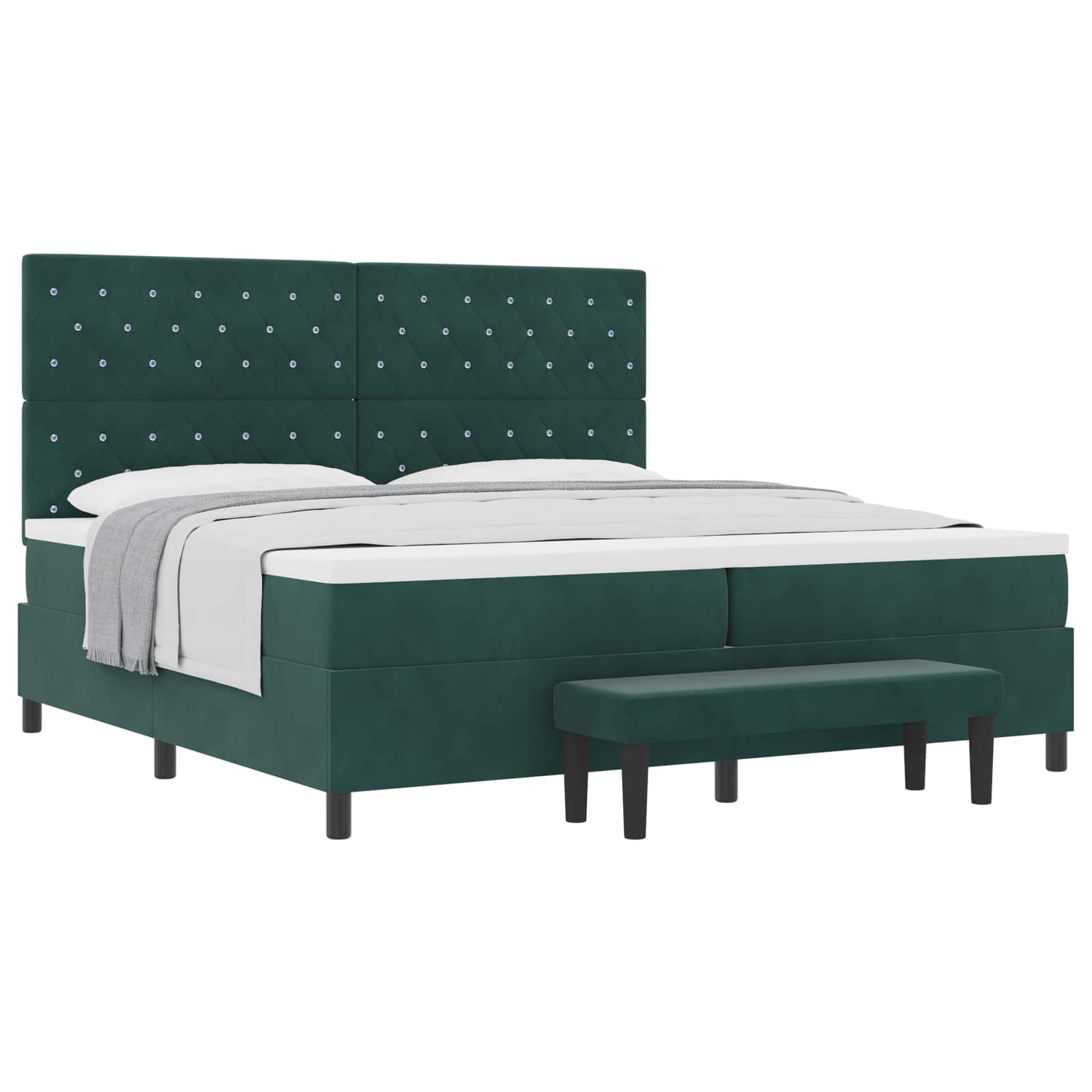 Letto a molle con materasso Verde scuro 200 x 200 cm Velluto | homemem39