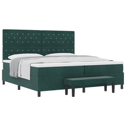 Letto a molle con materasso Verde scuro 200 x 200 cm Velluto | homemem39