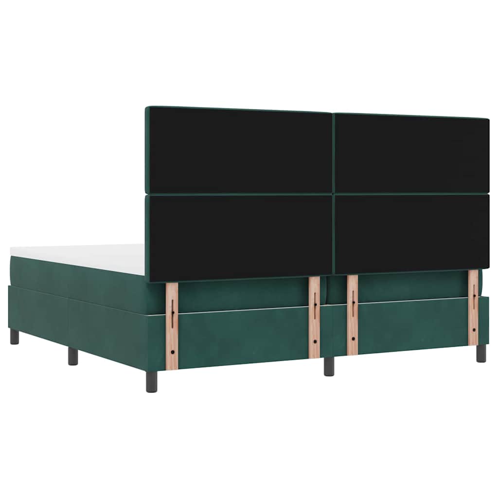 Letto a molle con materasso Verde scuro 200 x 200 cm Velluto | homemem39