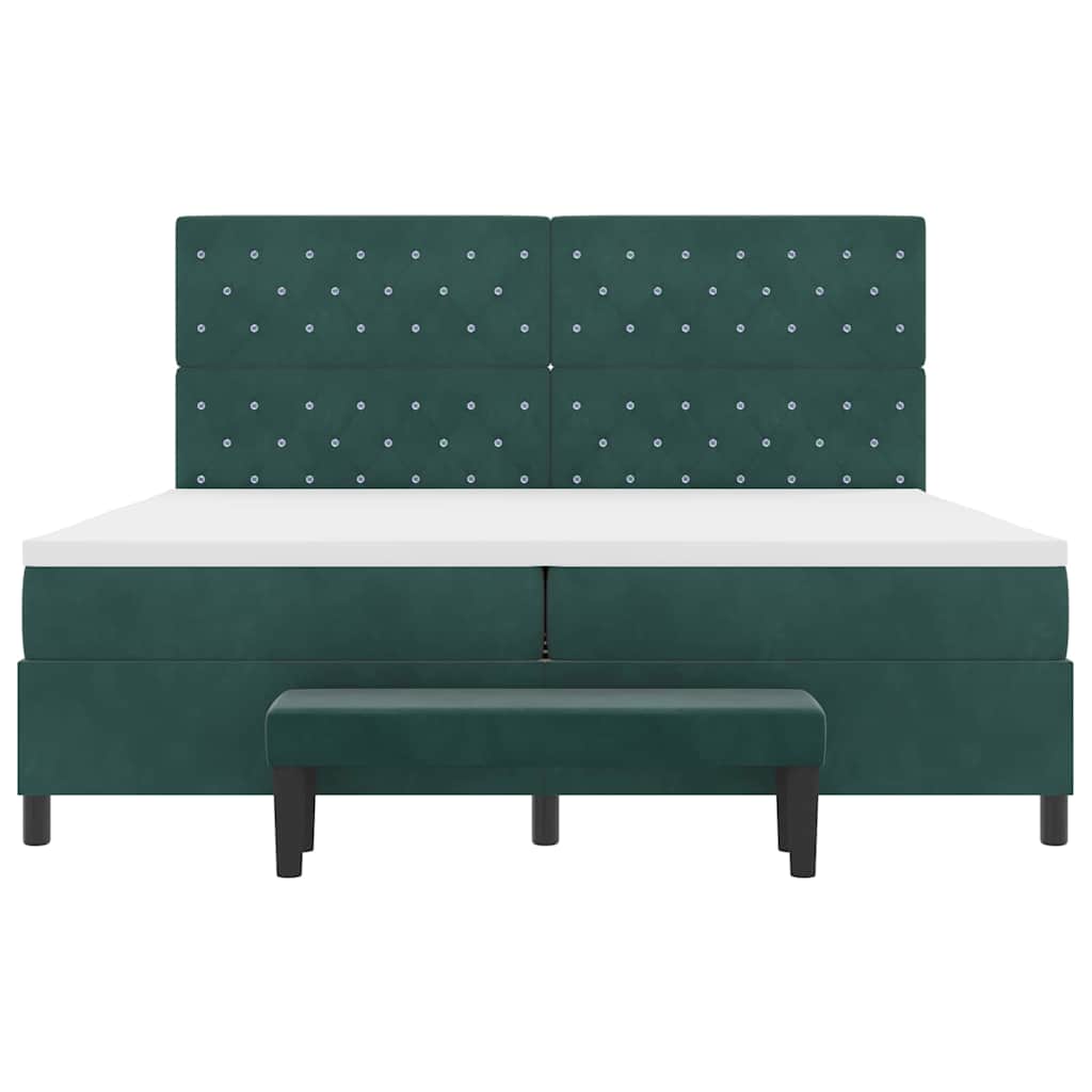 Letto a molle con materasso Verde scuro 200 x 200 cm Velluto | homemem39