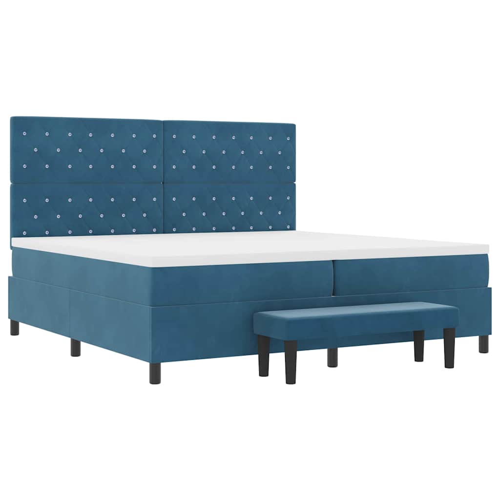 Letto a molle con materasso Blu scuro 200 x 200 cm Velluto - homemem39