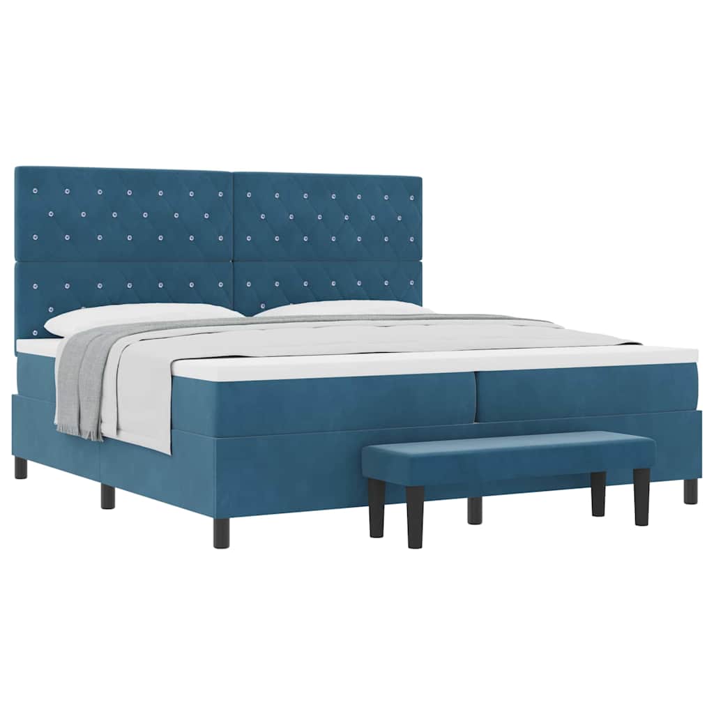 Letto a molle con materasso Blu scuro 200 x 200 cm Velluto - homemem39