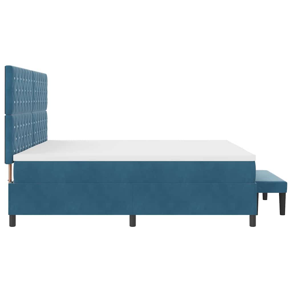 Letto a molle con materasso Blu scuro 200 x 200 cm Velluto - homemem39