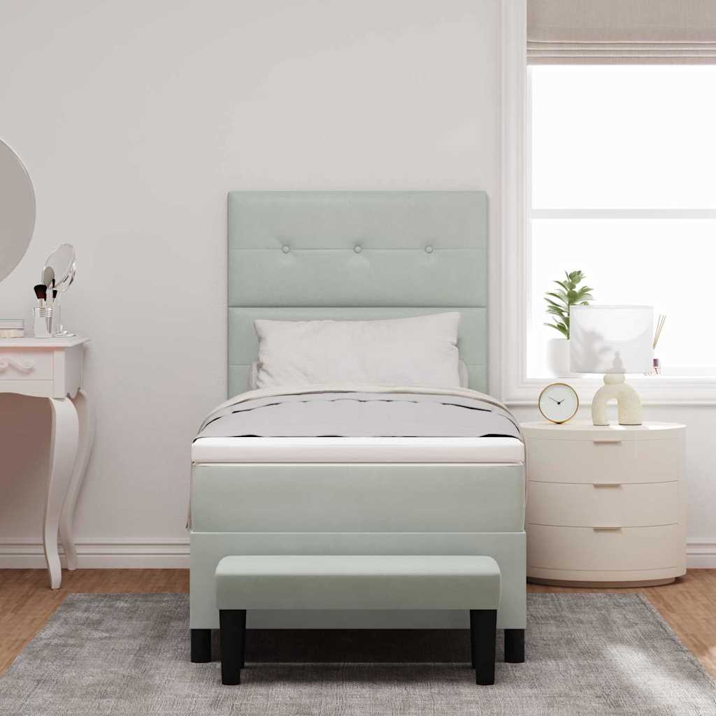 Letto a molle con materasso Grigio chiaro 80 x 200 cm Velluto - homemem39