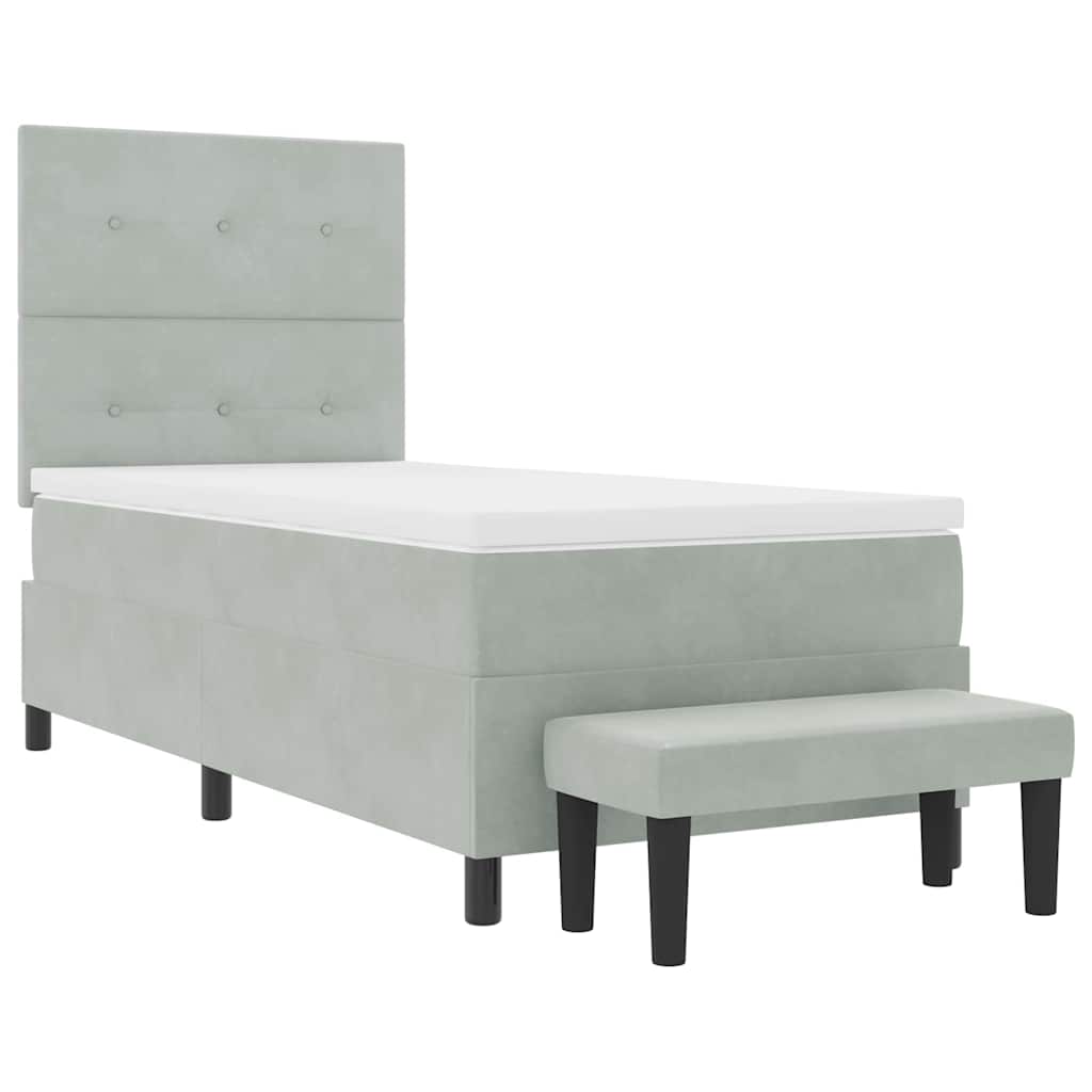 Letto a molle con materasso Grigio chiaro 80 x 200 cm Velluto - homemem39