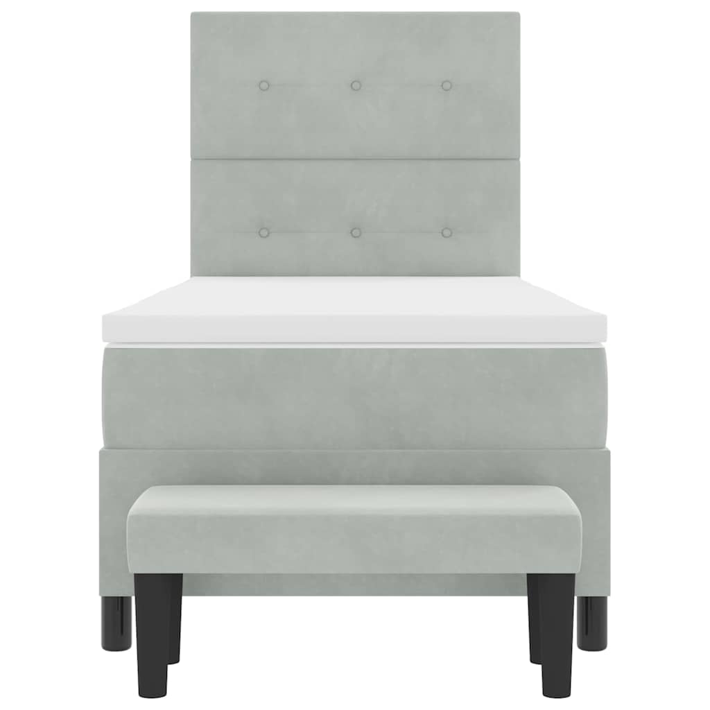 Letto a molle con materasso Grigio chiaro 80 x 200 cm Velluto - homemem39