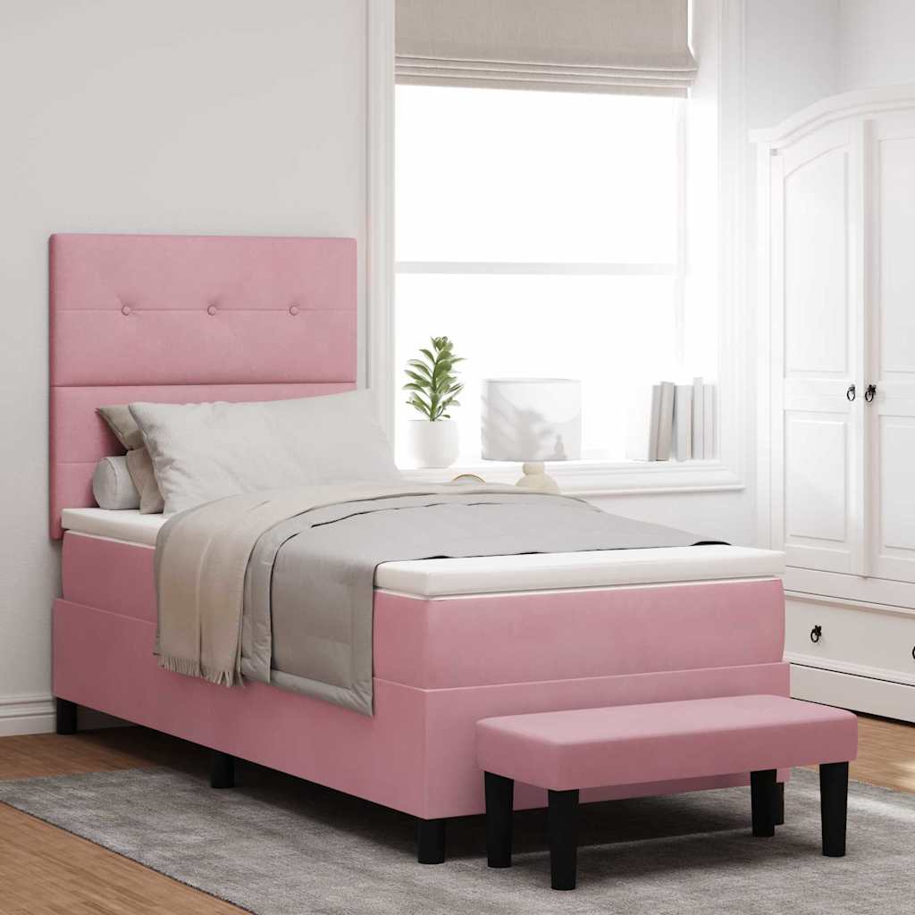 Letto a molle con testiera Rosa 200 x 80 cm Velluto | homemem39