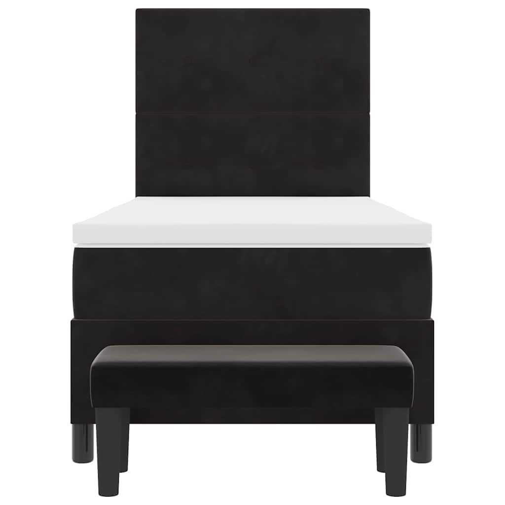 Letto a molle con cuscino con testiera Nero 190 x 90 cm Velluto | homemem39