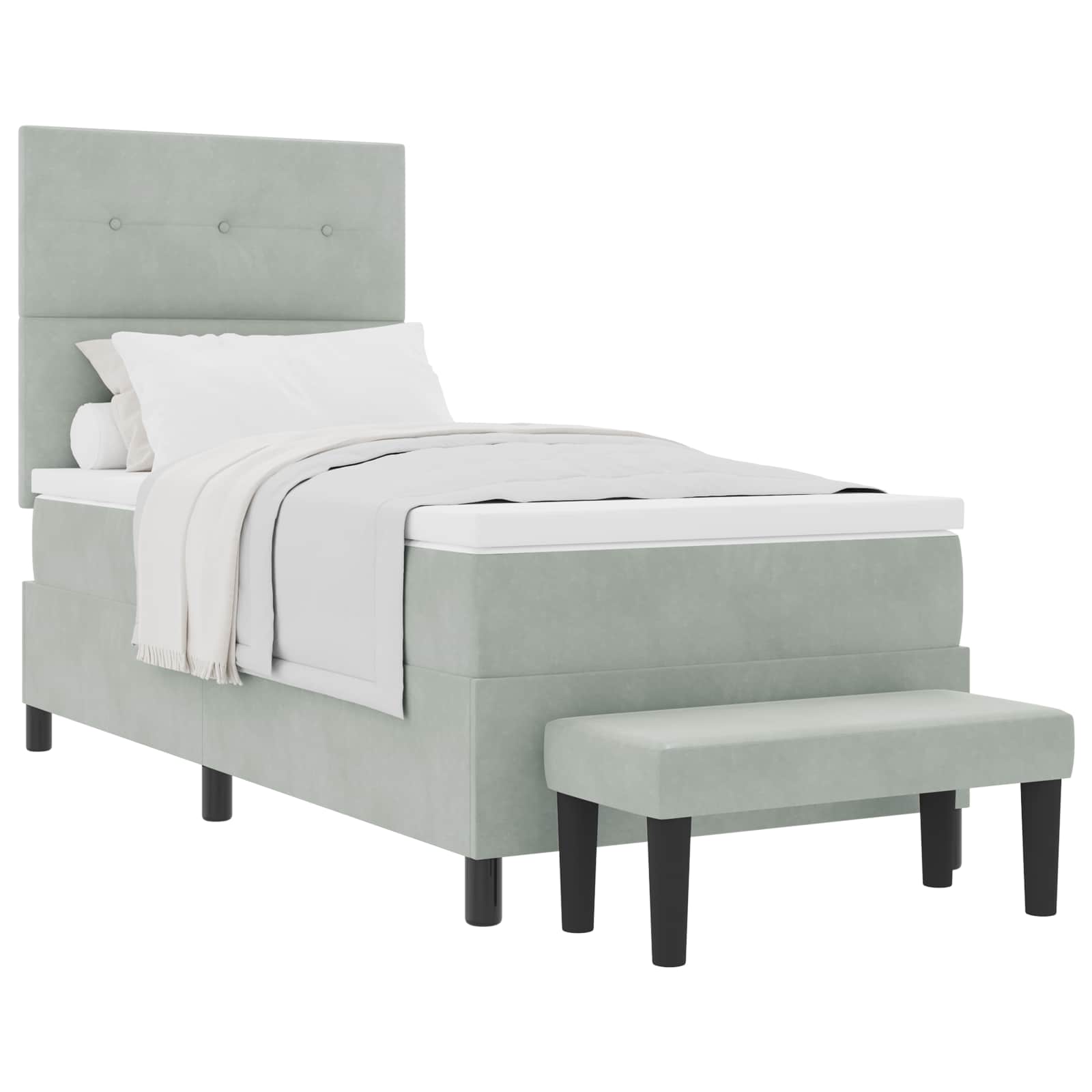 Letto a molle con testiera Grigio chiaro 200 x 90 cm Velluto | homemem39
