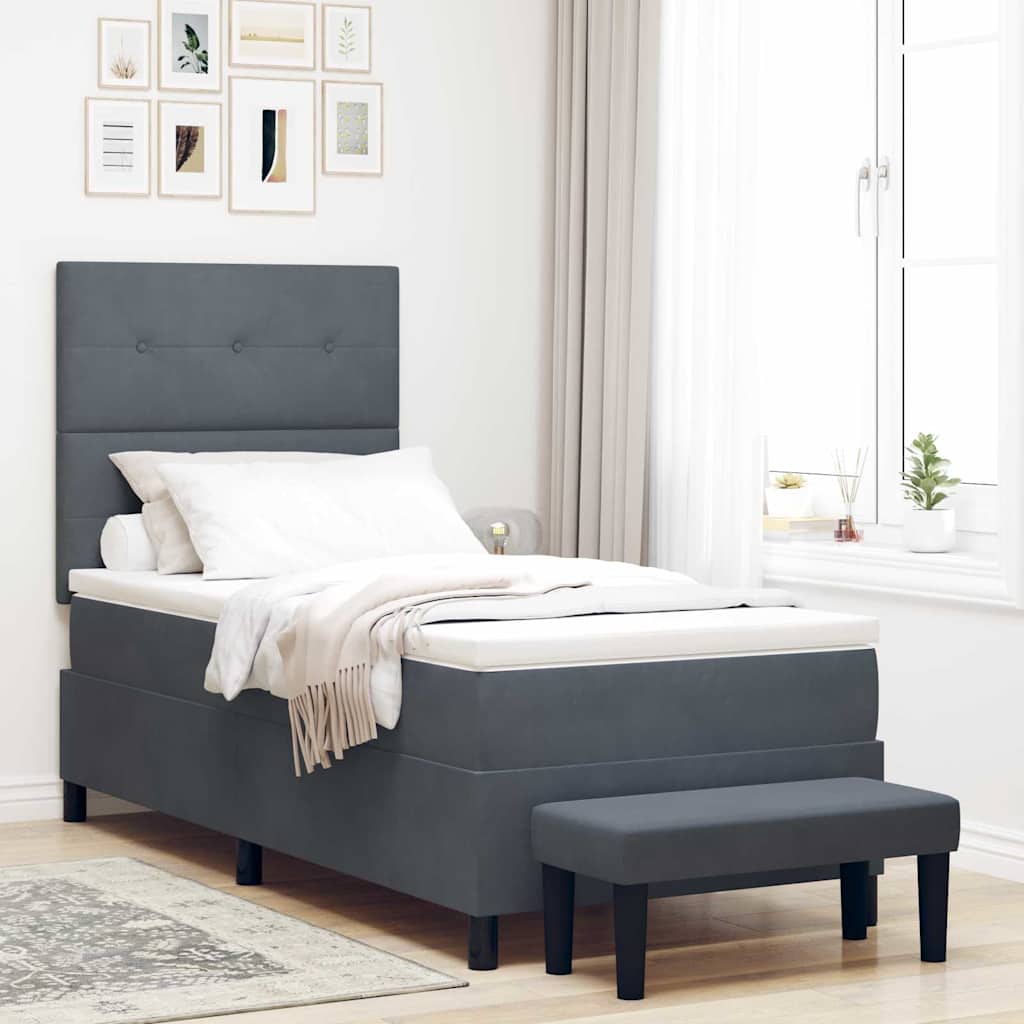 Letto a molle con testiera Grigio scuro 200 x 90 cm Velluto | homemem39