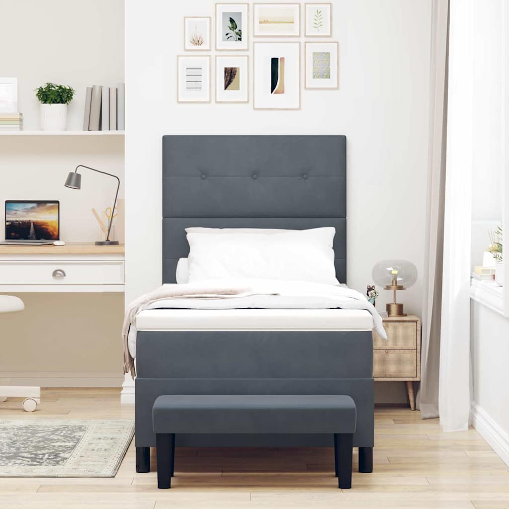 Letto a molle con testiera Grigio scuro 200 x 90 cm Velluto | homemem39