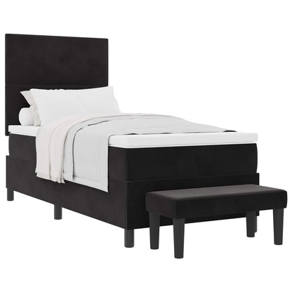 Letto a molle con cuscino con testiera Nero 200 x 90 cm Velluto | homemem39