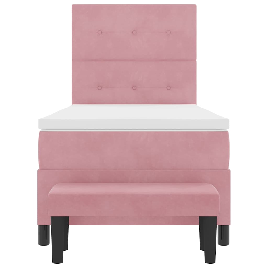 Letto a molle con testiera Rosa 200 x 90 cm Velluto | homemem39