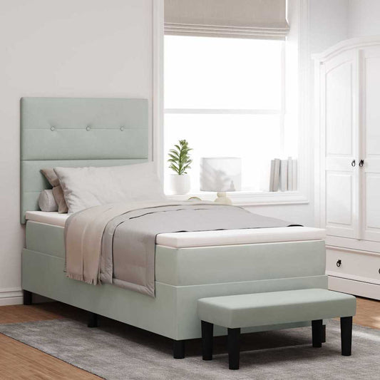 Letto a molle con materasso Grigio chiaro 100 x 200 cm Velluto